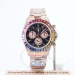 Rolex-116595RBOW-Daytona-Rainbow-Dial-Moissanite-Bezel-Everose-Gold-4130-40mm Replica Watches - 1-214-scaled