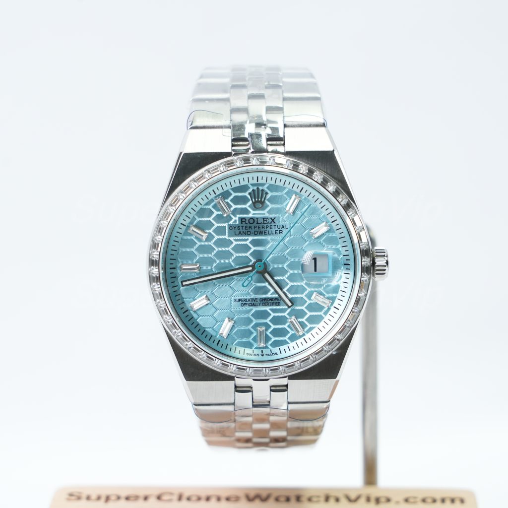 Rolex-Land-Dweller-127334-Ice-Blue-Dial-Diamond-Bezel-Diamond-Markers-Steel-40mm Super Clone Watches - 1-220-scaled