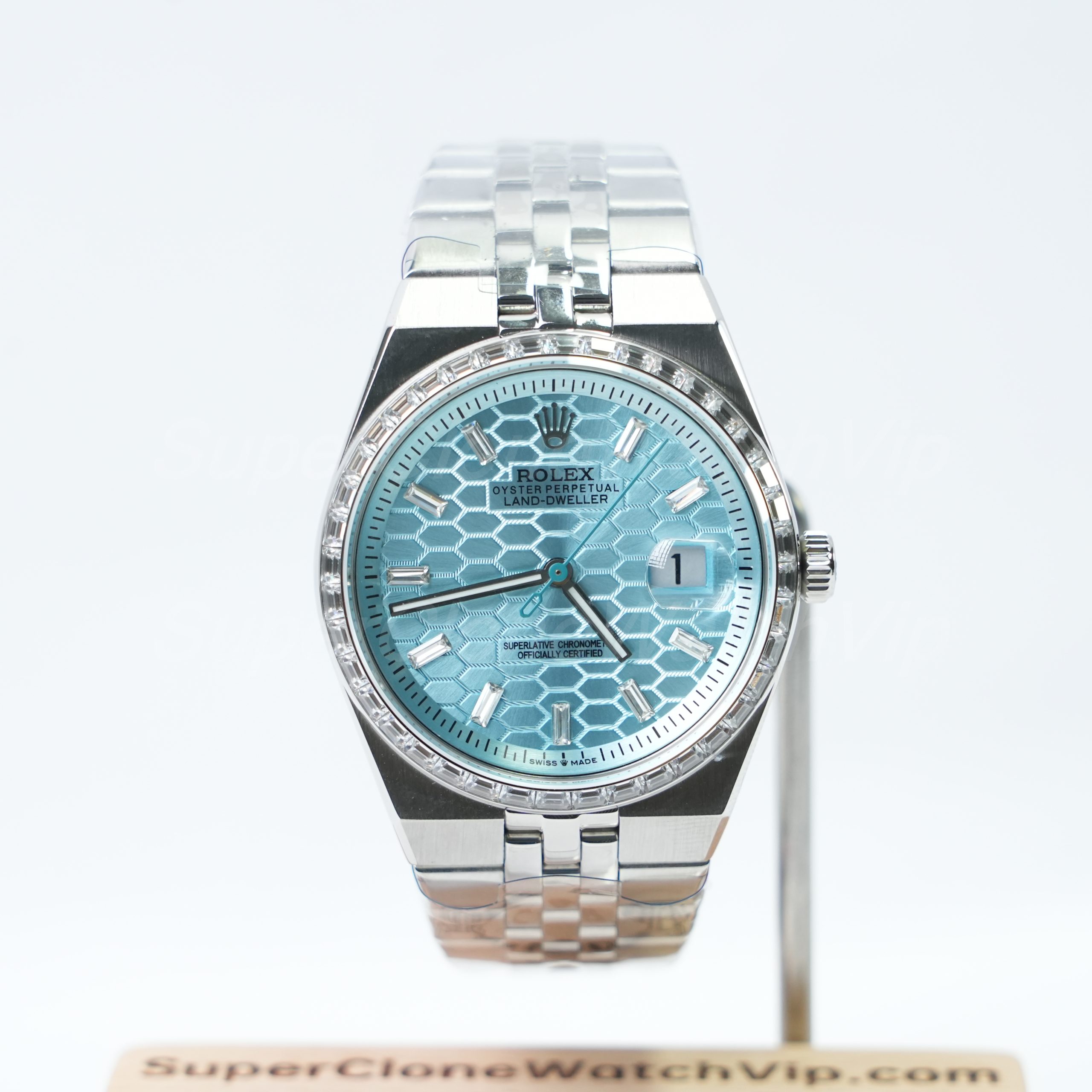 Rolex Land-Dweller 127334 ice blue dial diamond 40mm replica watch