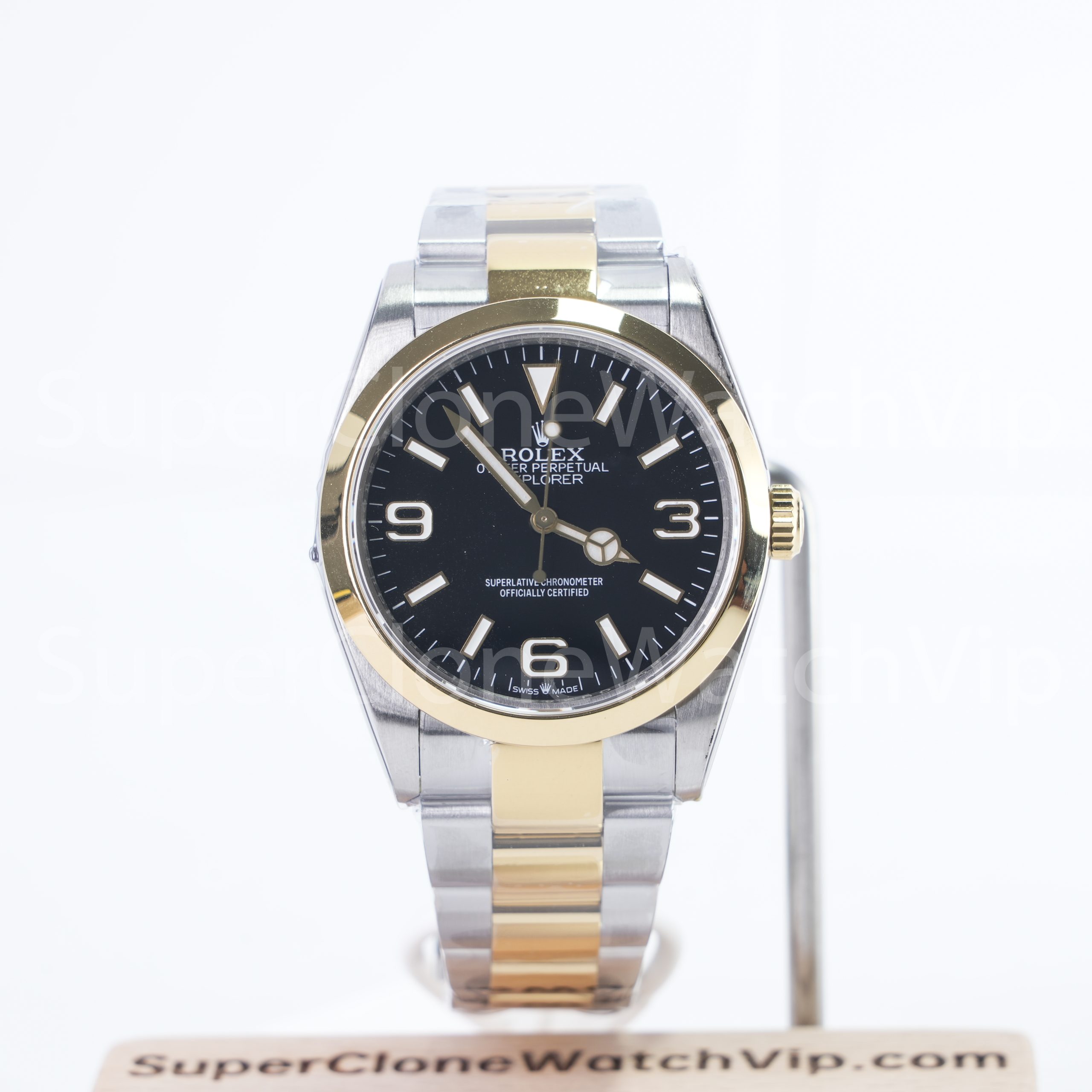 Rolex Explorer 124273 two tone black dial replica watch