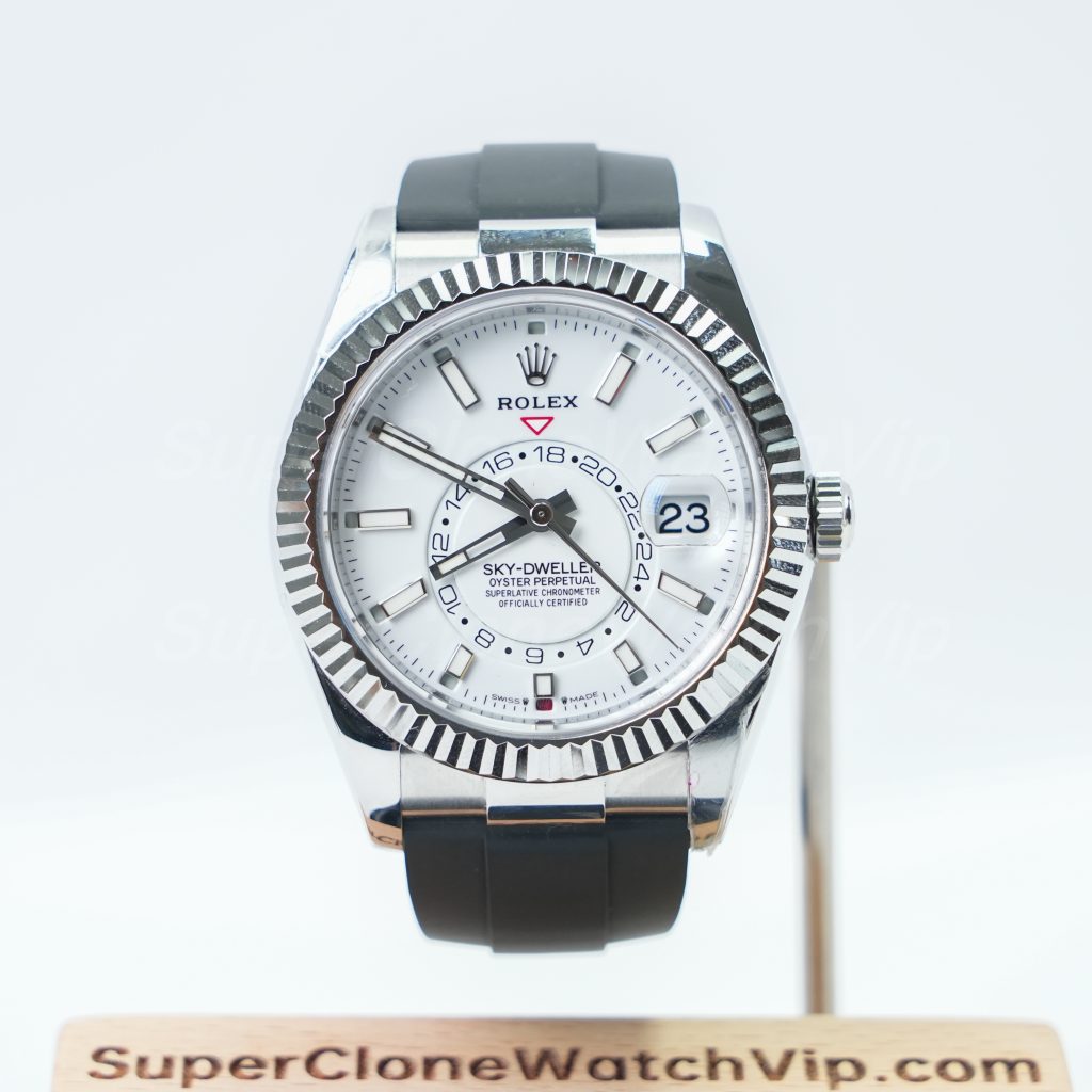 Rolex-Sky-Dweller-White-Dial-Rubber-Strap-42mm Replica Watches - 1-250-scaled