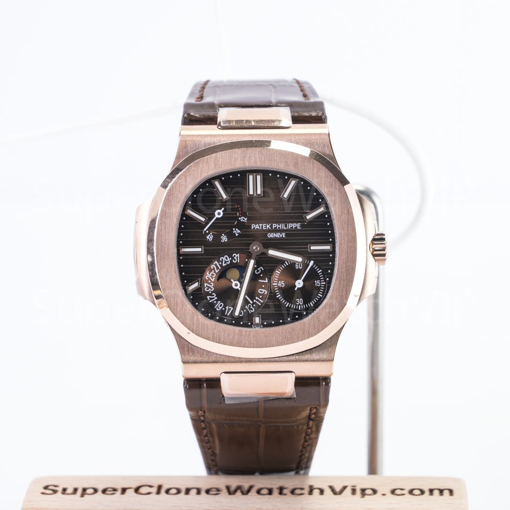 Patek-Philippe-Nautilus-5712R-Brown-Dial-Rose-Gold-Leather-Strap-40mm Replica Watches - 1-253-scaled