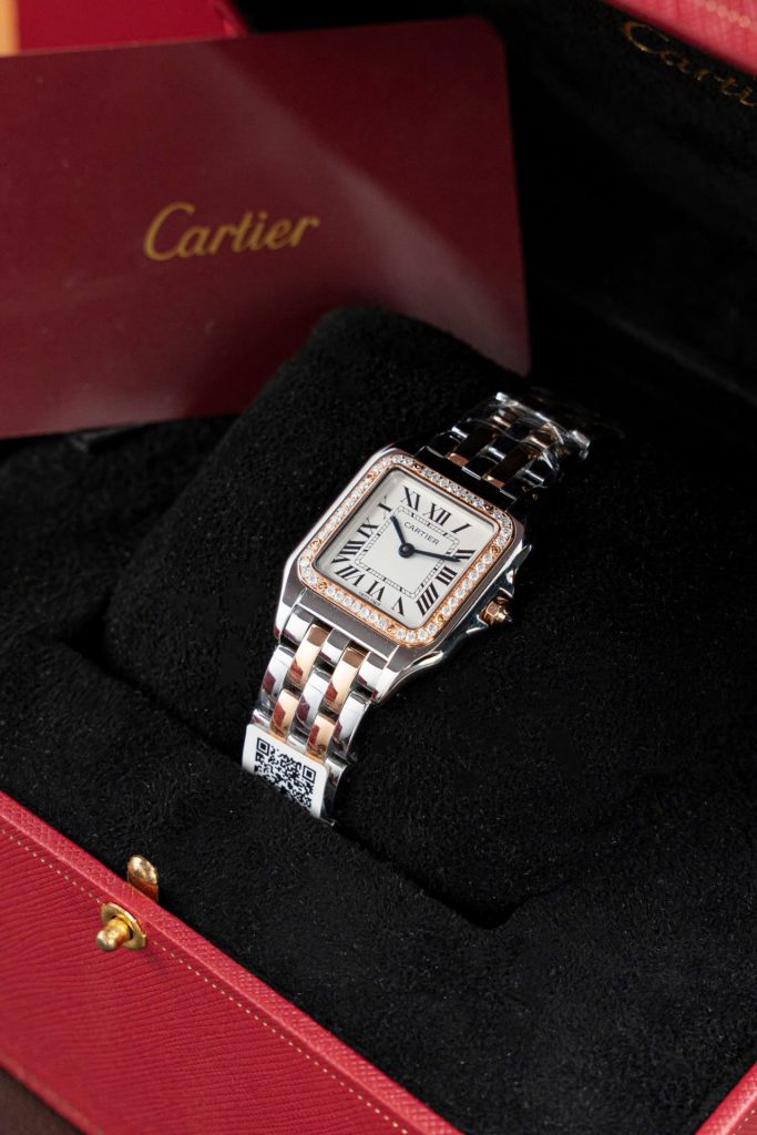 Cartier-Panthere-WSPN007-White-Dial-Two-Tone-Rose-Gold-Zircon-27x37mm Replica Watches - 2-162