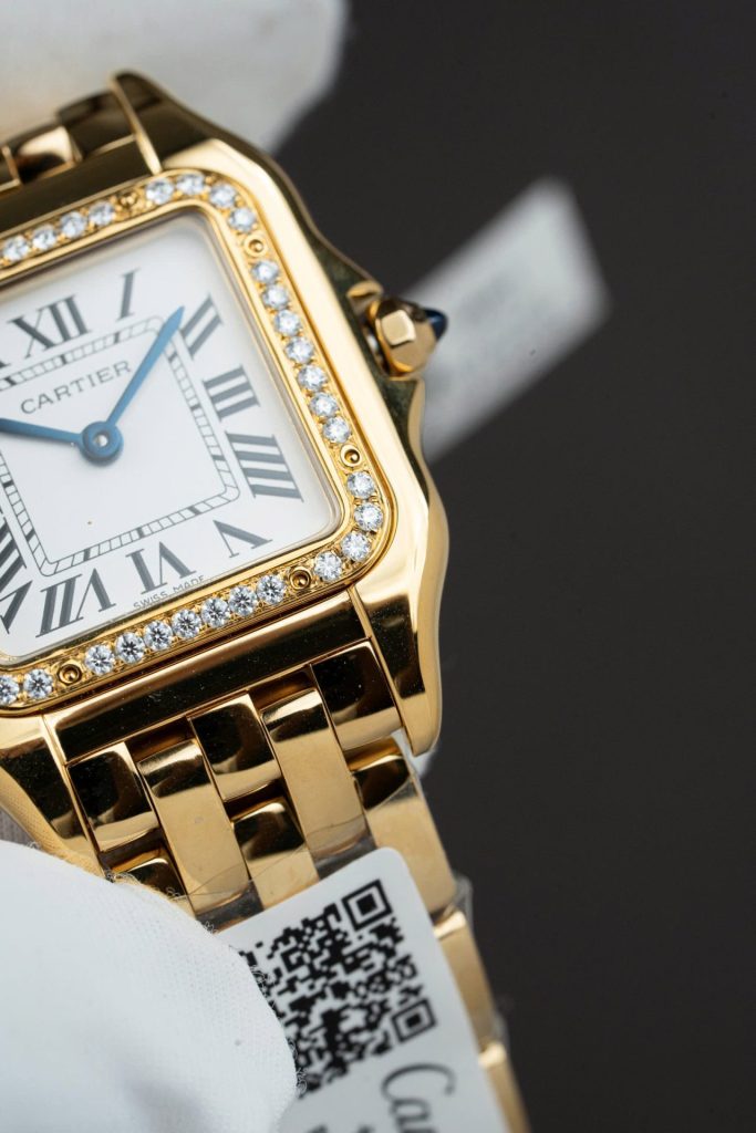 Cartier-Panthere-WJPN0015-White-Dial-Gold-Zircon-Bezel-27x37mm Replica Watches - 2-163