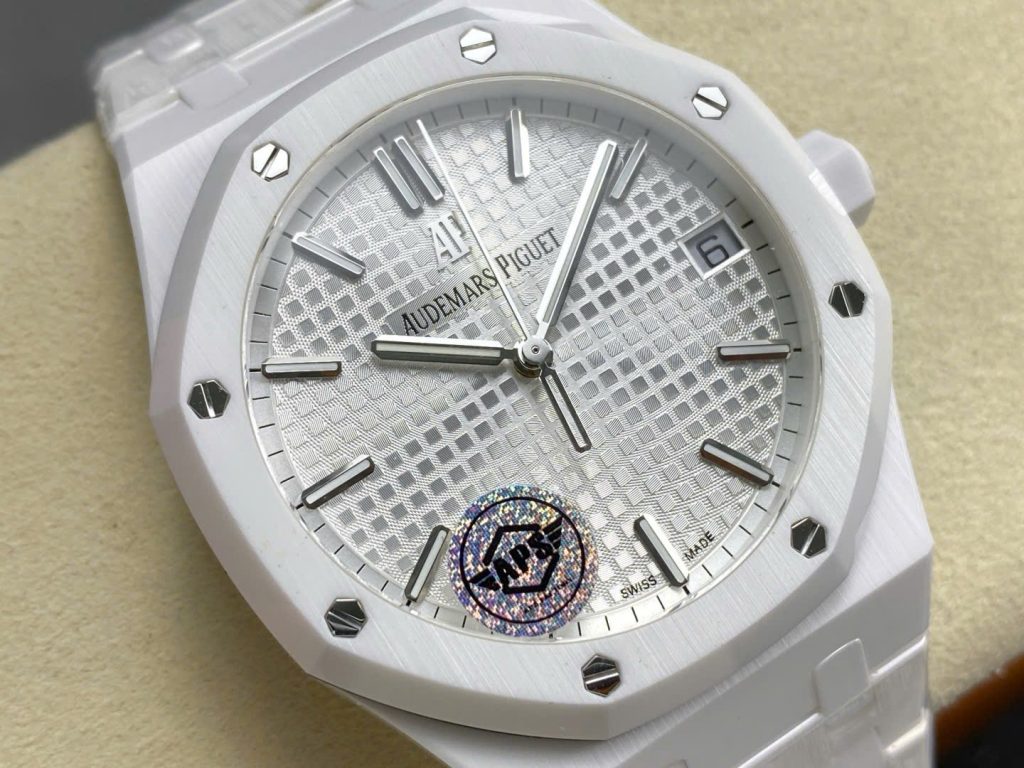 Audemars-Piguet-Royal-Oak-15500-White-Ceramic-White-Dial-41mm Replica Watches - 2-18