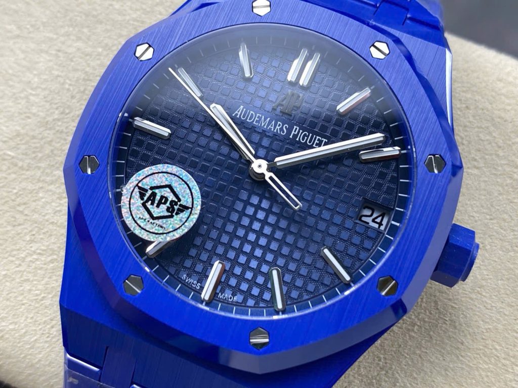Audemars-Piguet-Royal-Oak-15500-Blue-Ceramic-Blue-Dial-41mm Replica Watches - 2-21