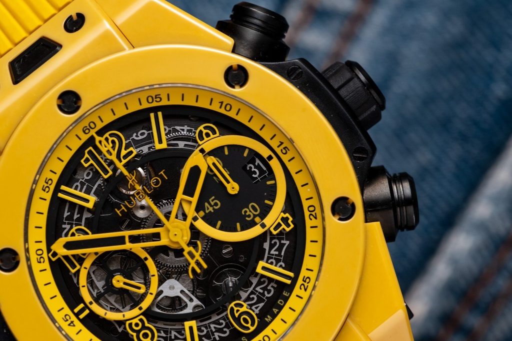 Hublot-Big-Bang-Yellow-Ceramic-Skeleton-Dial-441.CY.471Y.RX-44mm Replica Watches - 2-221