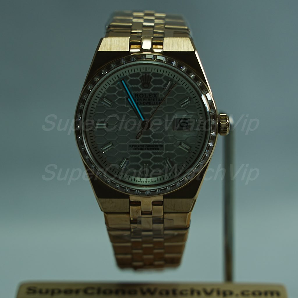 Rolex-Land-Dweller-127335-White-Dial-Rose-Gold-Diamond-Bezel-Diamond-Markers-40mm Super Clone Watches - 2-338-scaled