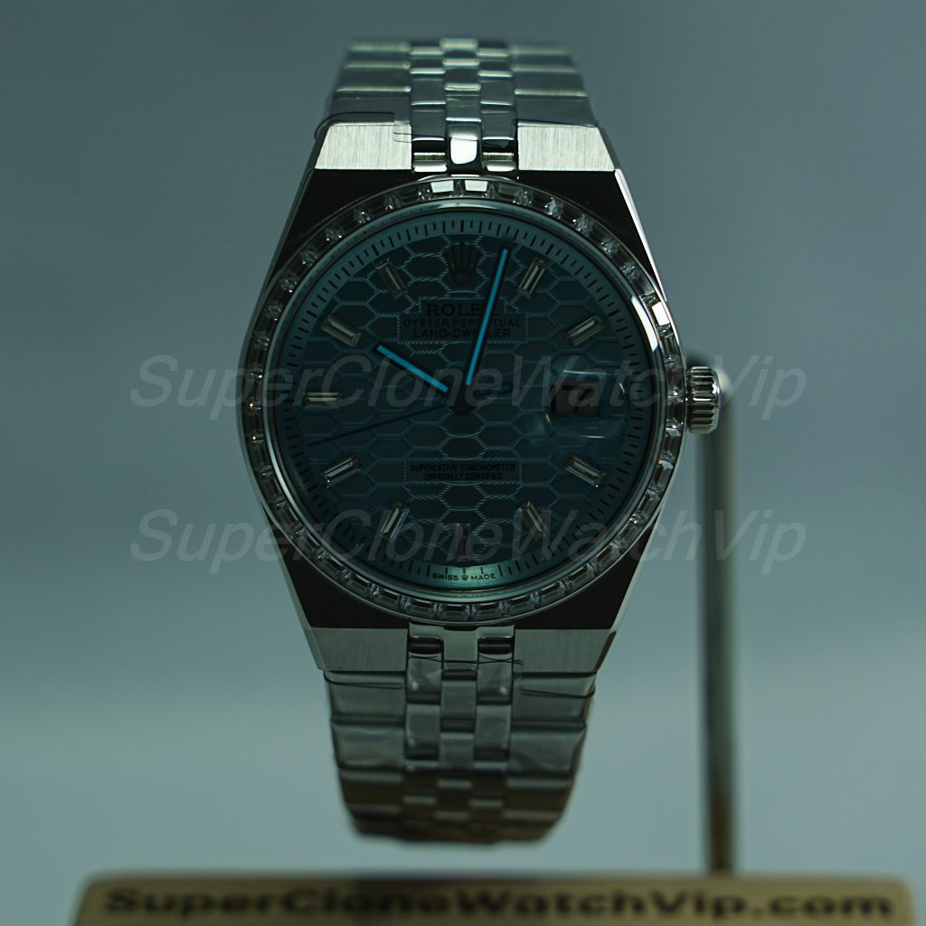 Rolex-Land-Dweller-127334-Ice-Blue-Dial-Diamond-Bezel-Diamond-Markers-Steel-40mm Super Clone Watches - 2-339-scaled
