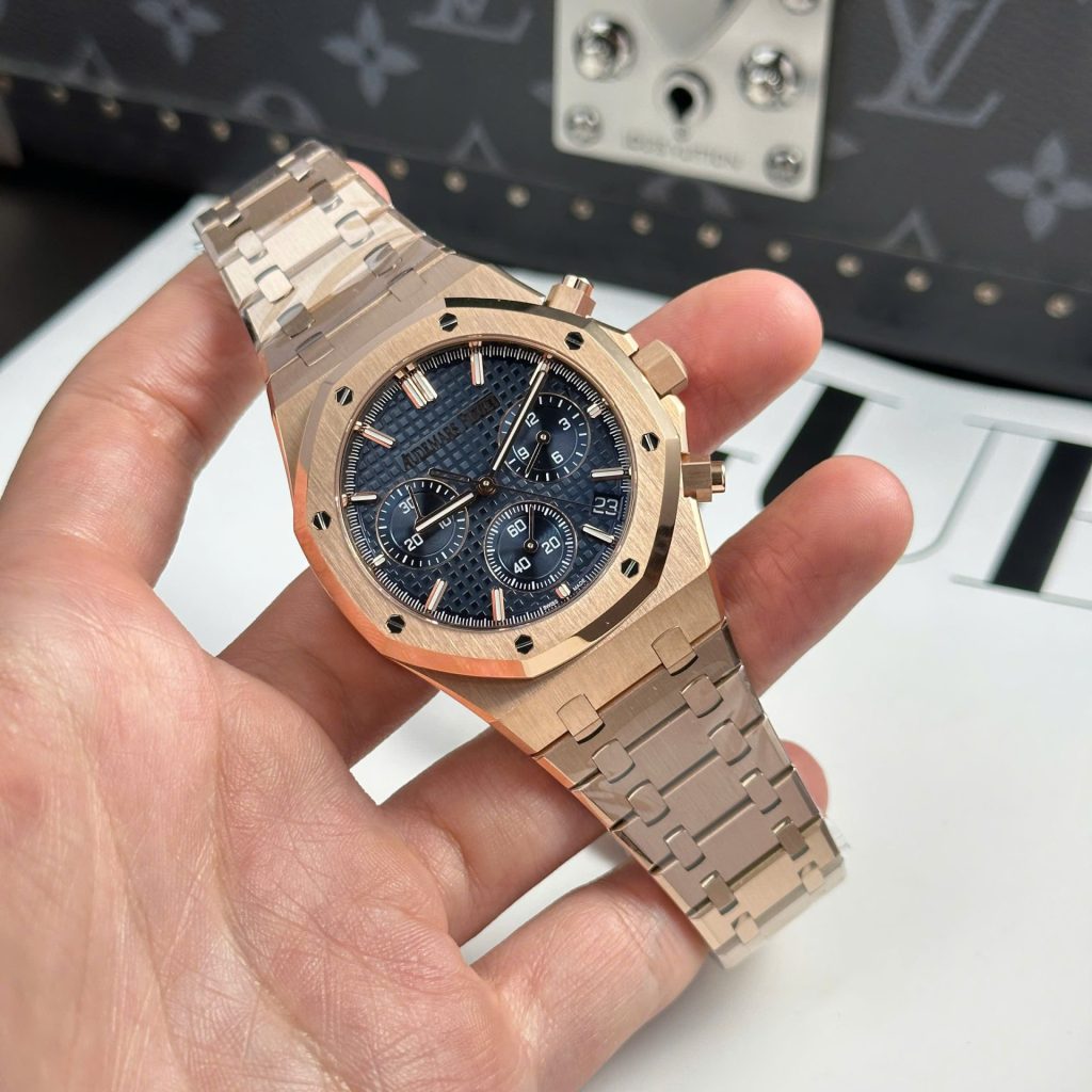 Audemars Piguet Royal Oak Chronograph 26240OR Rose Gold Blue Dial 41mm Replica Watches - 2-38