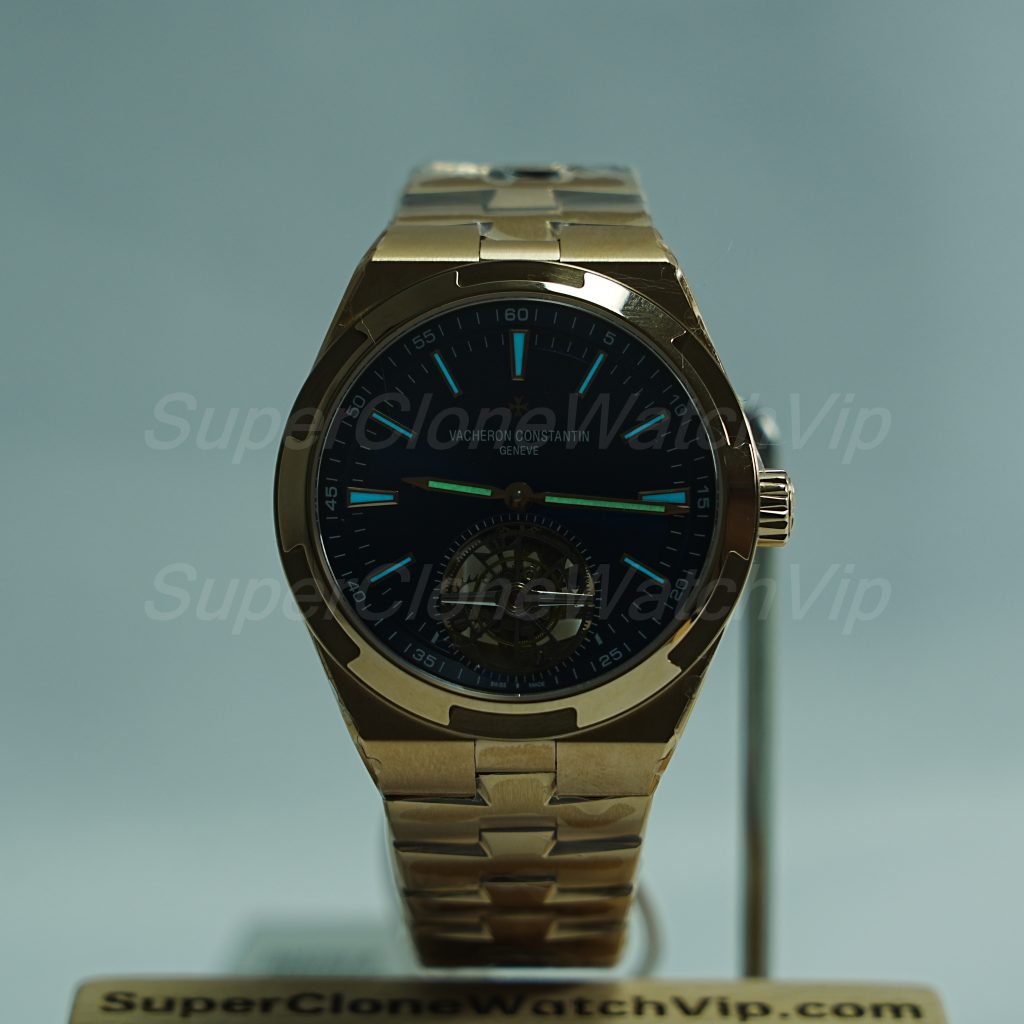 Vacheron Constantin Tourbillon 6000V Blue Dial Rose Gold 42.5mm Replica Watches - 2-385-scaled