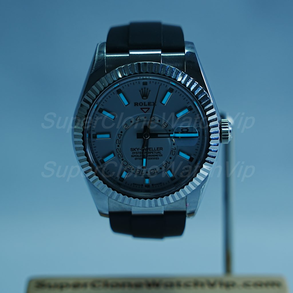 Rolex-Sky-Dweller-White-Dial-Rubber-Strap-42mm Replica Watches - 2-410-scaled