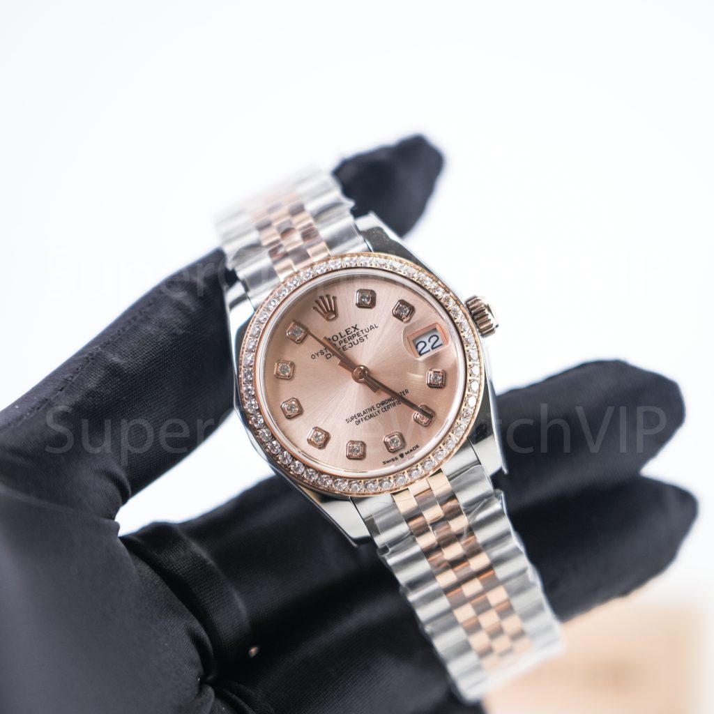 Rolex-Datejust-178271-Pink-Dial-Diamond-Markers-Diamond-Bezel-Rose-Gold-Steel-31mm Super Clone Watches - 2-424-scaled