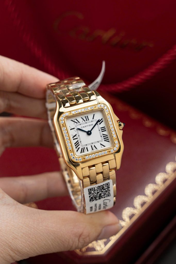 Cartier-Panthere-WJPN0015-White-Dial-Gold-Zircon-Bezel-27x37mm Replica Watches - 3-165