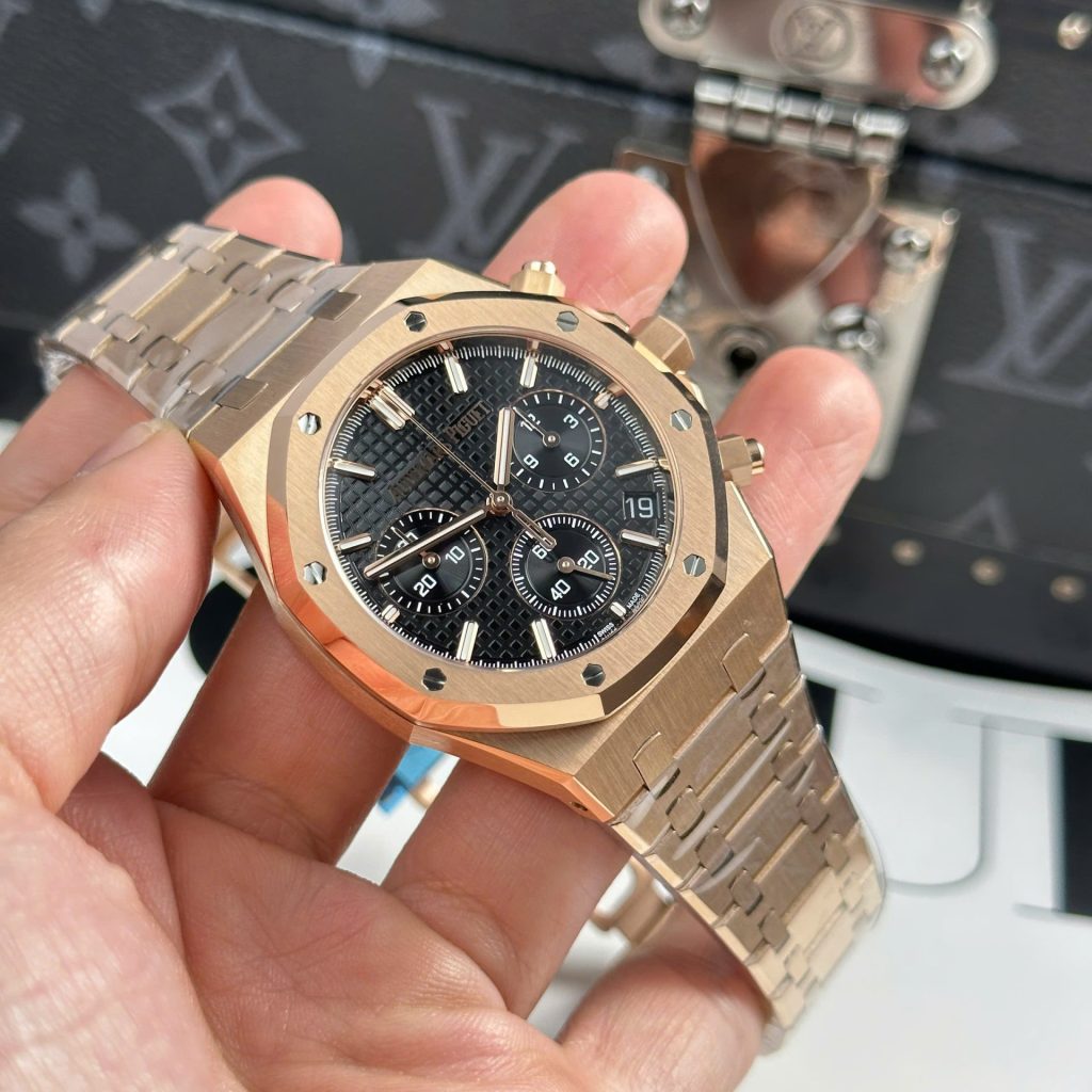 Audemars Piguet Royal Oak Chronograph 26240OR Rose Gold Black Dial 41mm Replica Watches - 3-37