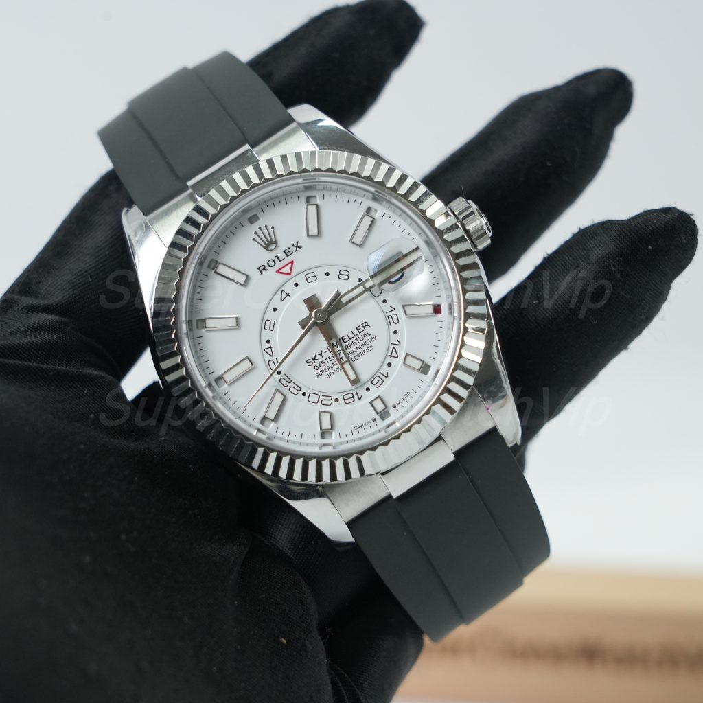Rolex-Sky-Dweller-White-Dial-Rubber-Strap-42mm Replica Watches - 3-412-scaled