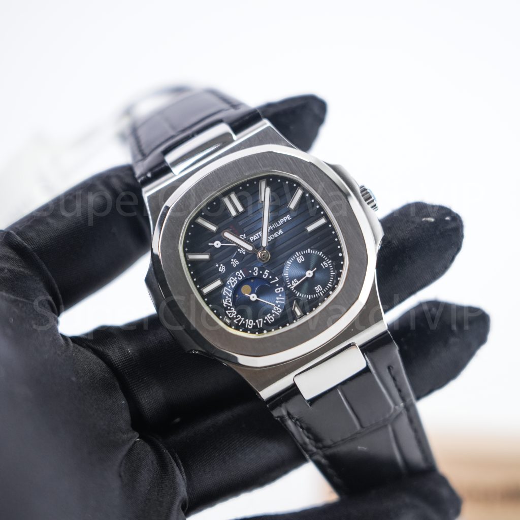 Patek-Philippe-Nautilus-5712-Blue-Dial-Leather-Strap-40mm Replica Watches - 3-419-scaled