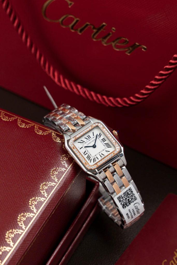 Cartier-Panthere-WSPN007-White-Dial-Two-Tone-Rose-Gold-Zircon-27x37mm Replica Watches - 4-165