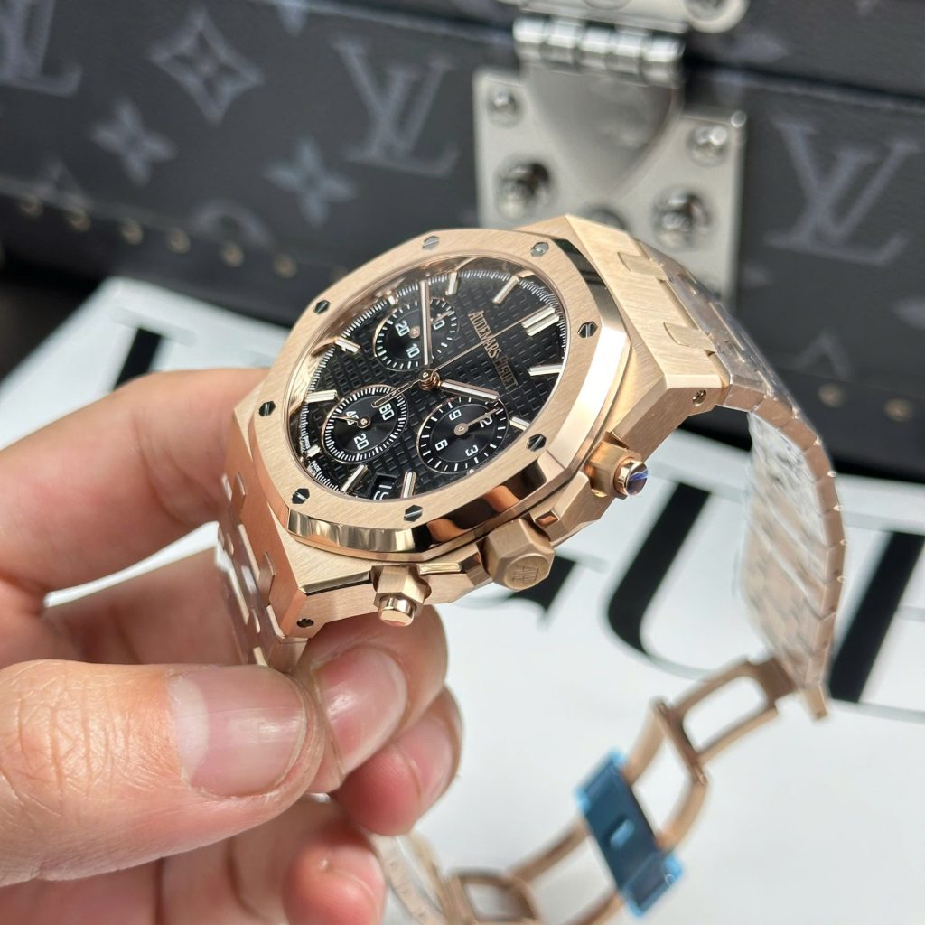 Audemars Piguet Royal Oak Chronograph 26240OR Rose Gold Black Dial 41mm Replica Watches - 4-37