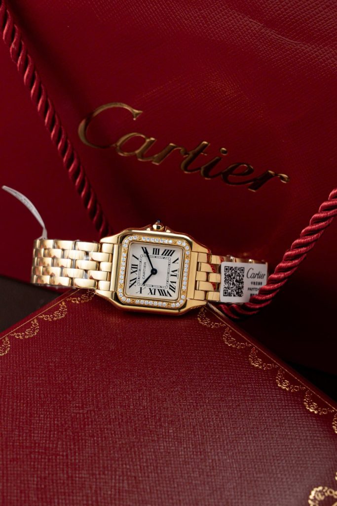 Cartier-Panthere-WJPN0015-White-Dial-Gold-Zircon-Bezel-27x37mm Replica Watches - 5-160
