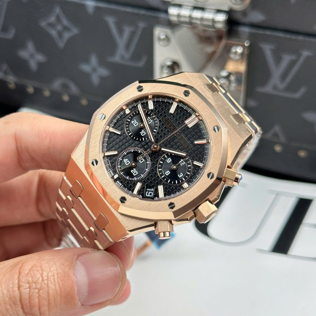 Audemars Piguet Royal Oak Chronograph 26240OR Rose Gold Black Dial 41mm Replica Watches - 5-36