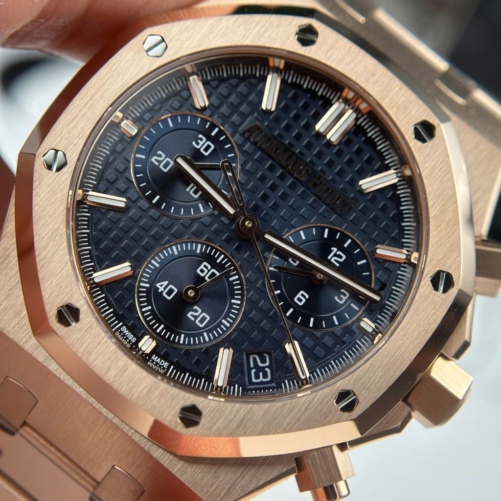 Audemars Piguet Royal Oak Chronograph 26240OR Rose Gold Blue Dial 41mm Replica Watches - 5-37