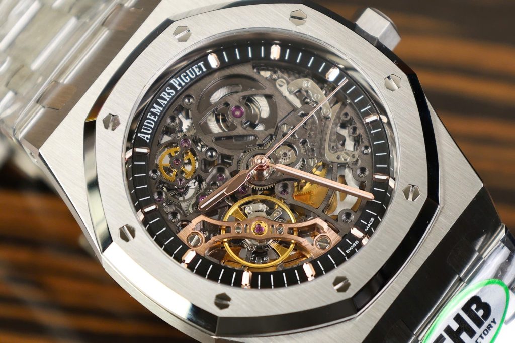 Audemars-Piguet-Royal-Oak-15407-Black-Skeleton-Dial-41mm Replica Watches - 5-9