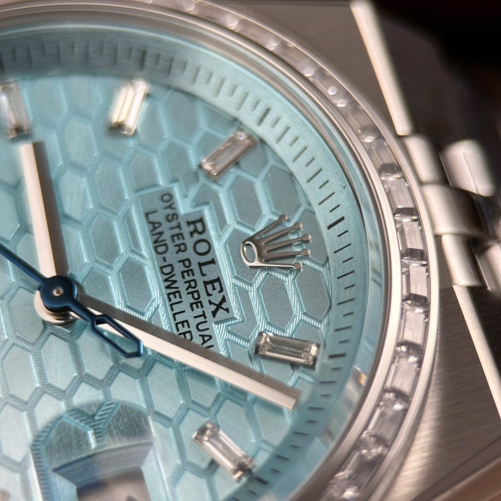 Rolex-Land-Dweller-127234-Ice-Blue-Dial-Diamond-Bezel-Diamond-Markers-Steel-36mm Super Clone Watches - 6-187
