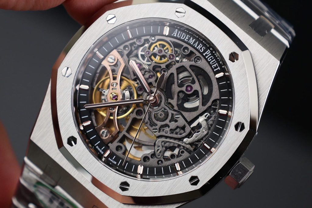 Audemars-Piguet-Royal-Oak-15407-Black-Skeleton-Dial-41mm Replica Watches - 6-7