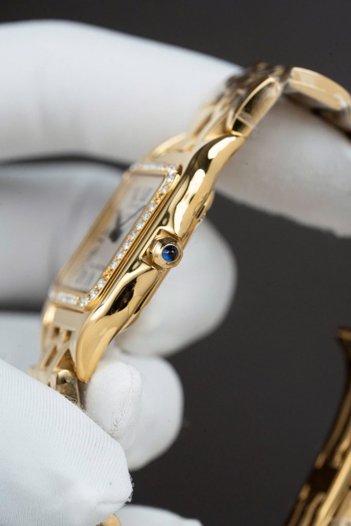 Cartier-Panthere-WJPN0015-White-Dial-Gold-Zircon-Bezel-27x37mm Replica Watches - 7-134
