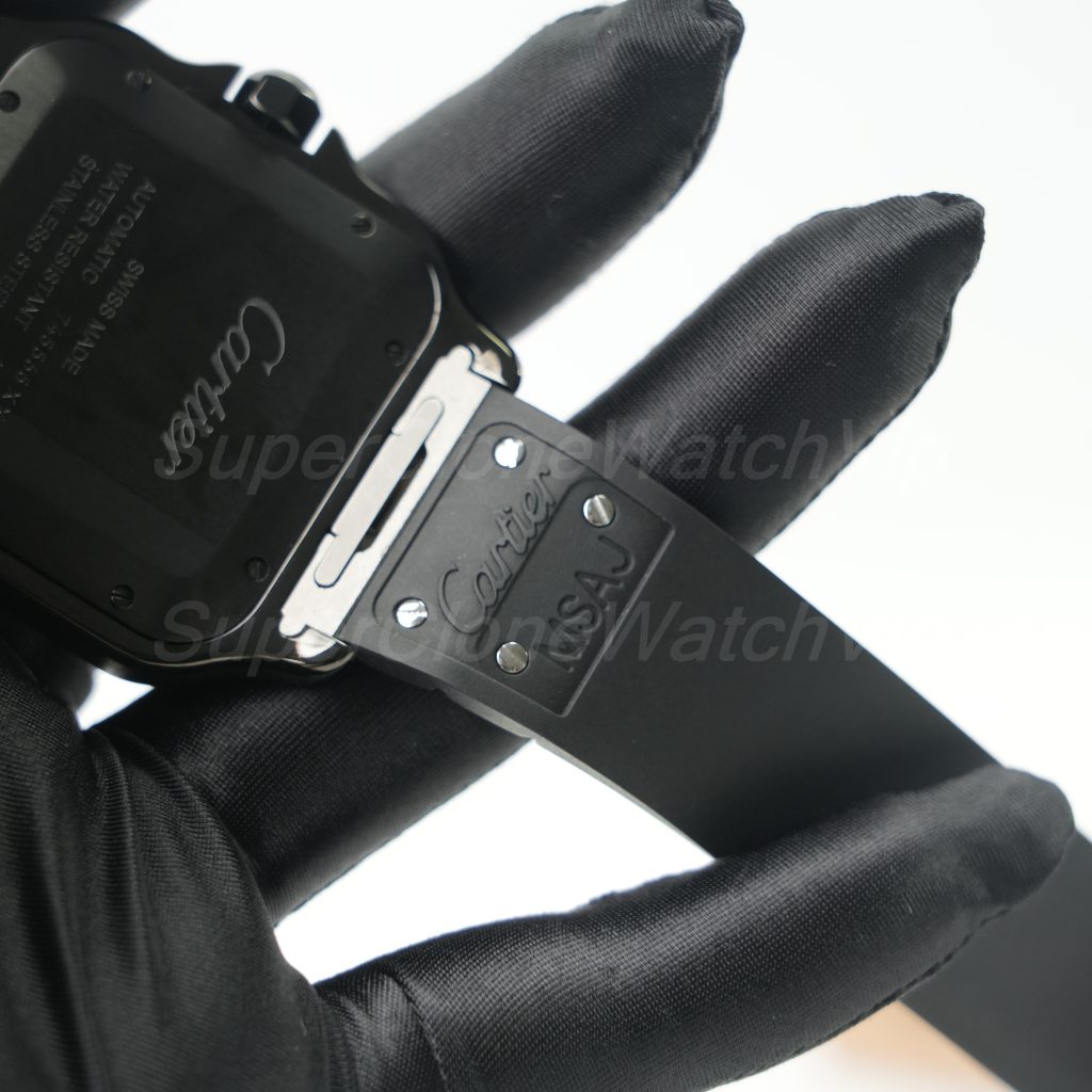Cartier-Santos-WSSA0037-Black-Dial-Black-Bezel-Rubber-Strap-39.8mm Replica Watches - 8-321-scaled