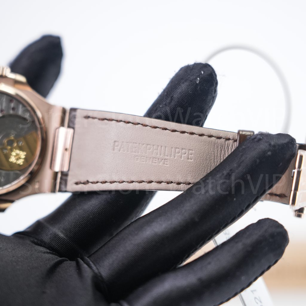 Patek-Philippe-Nautilus-5712R-Brown-Dial-Rose-Gold-Leather-Strap-40mm Replica Watches - 9-285-scaled