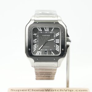 Cartier Santos Black Dial Black Bezel WSSA0037 39.8mm Replica Watch