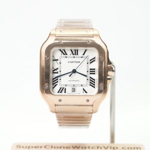 Cartier Santos White Dial Rose Gold WGSA0018 39.8mm Replica Watch