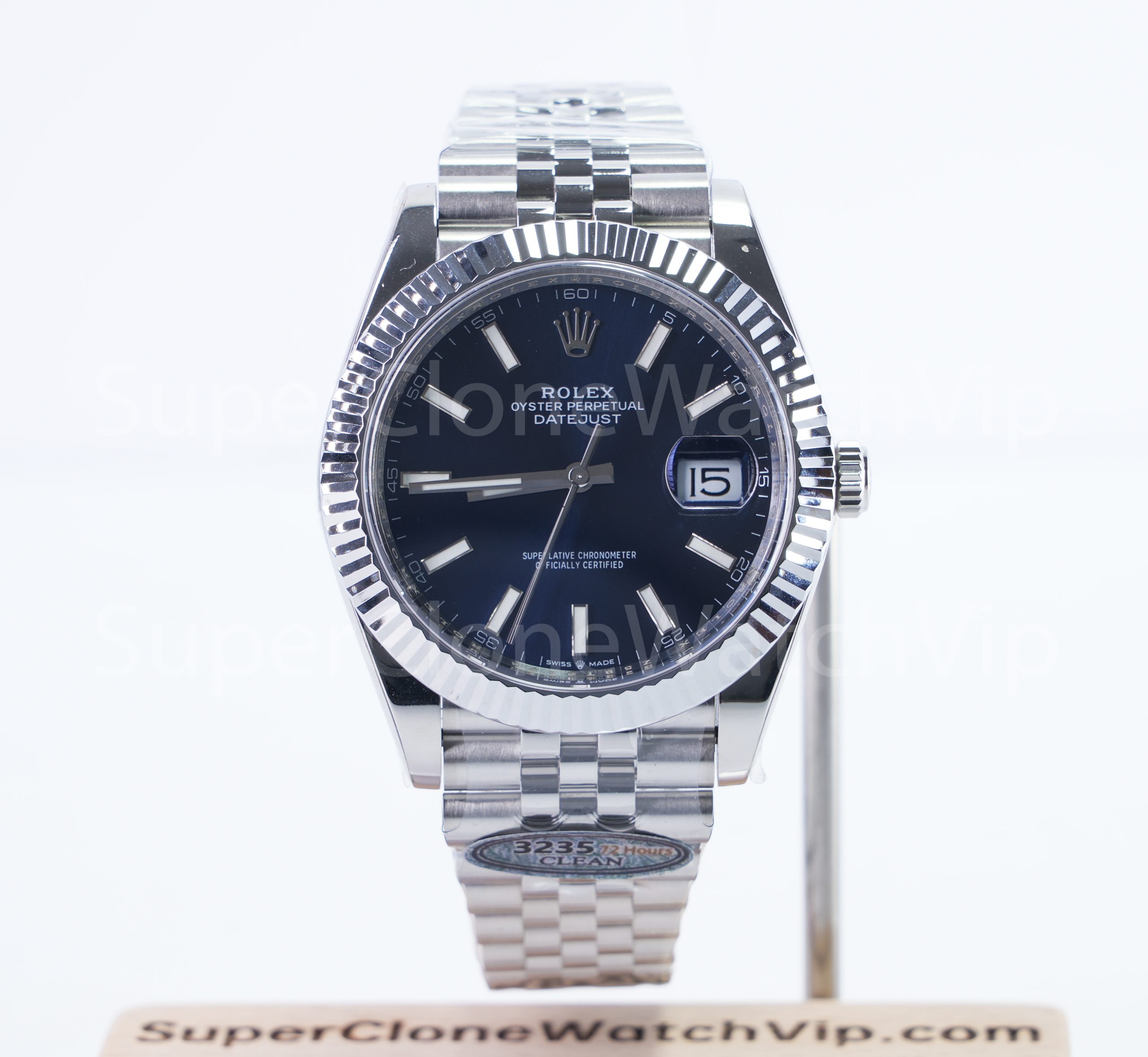 Rolex DateJust 126334 matte dark blue dial 41mm replica watch with fluted bezel