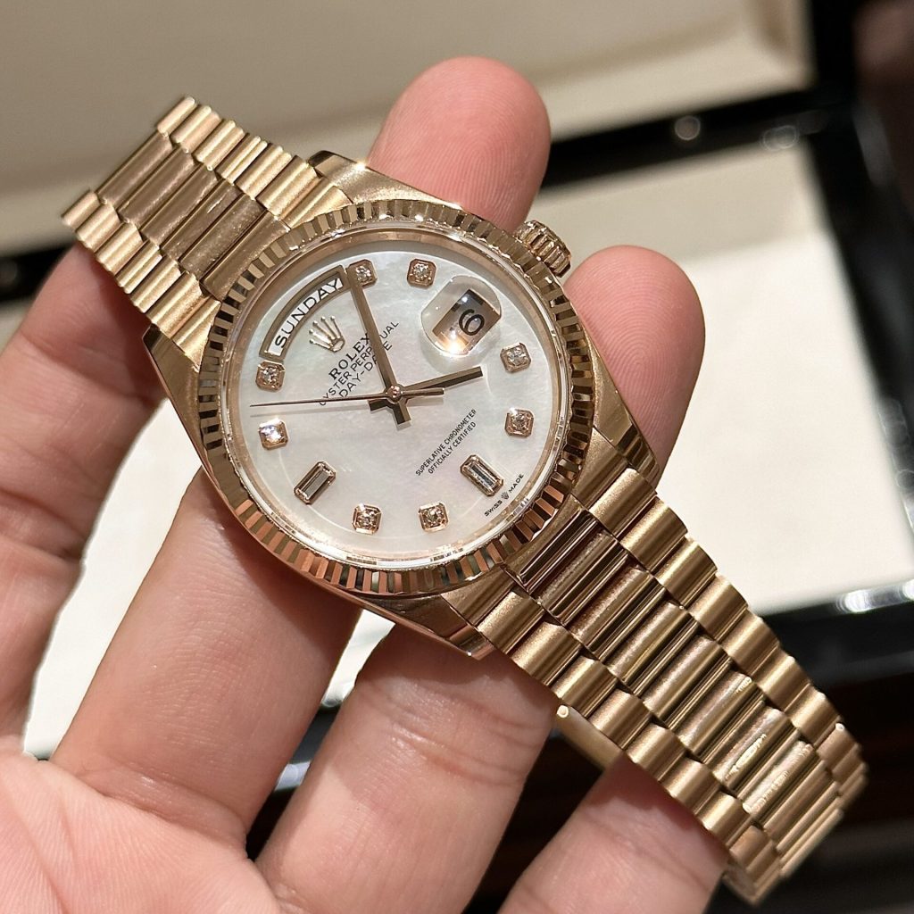 Rolex Day Date 228235 Moissanite Mother of Pearl Dial 36mm 6