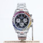 Rolex Daytona 116599RBOW Steel Black Dial Rainbow Bezel Oyster Bracelet 40mm Replica Watch - 1-115-scaled