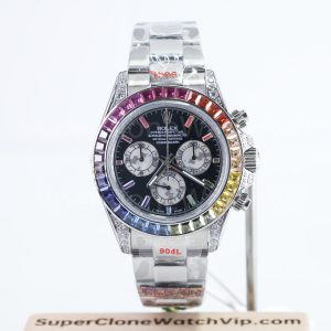 Rolex Daytona 116599RBOW Steel Black Dial Rainbow Bezel Oyster Bracelet 40mm Replica Watch - 1-115-scaled