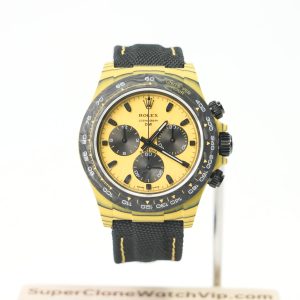 Rolex Cosmograph Daytona DiW Custom "Bumblebee" Carbon Fiber Yellow Dial Black Fabric Strap 40mm Replica Watch - 1-121-scaled