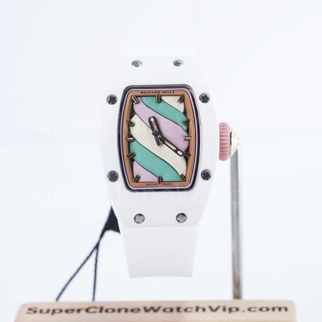 Richard Mille RM 07-03 Bonbon Steel Marshmallow Dial Steel Bezel White Rubber Strap 31mm Replica Watch - 1-162-scaled