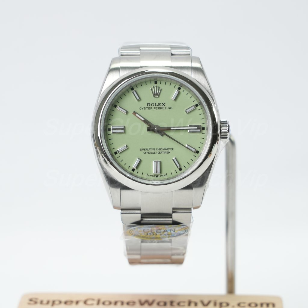 Rolex Oyster Perpetual Steel Model Pistachio Green Dial Oyster Bracelet 36mm Replica Watch - 1-177-scaled