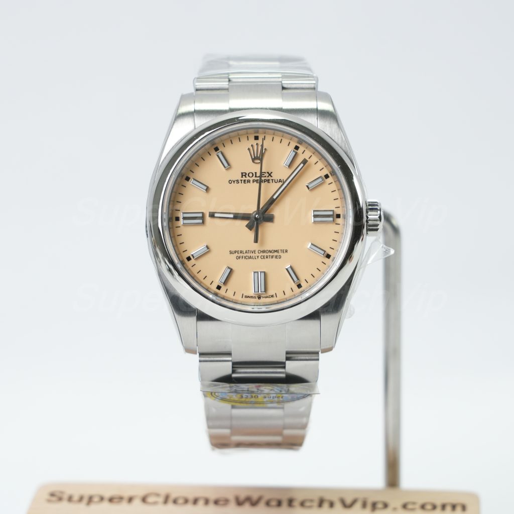 Rolex Oyster Perpetual Steel Model Light Brown Dial Oyster Bracelet 36mm Replica Watch - 1-178-scaled