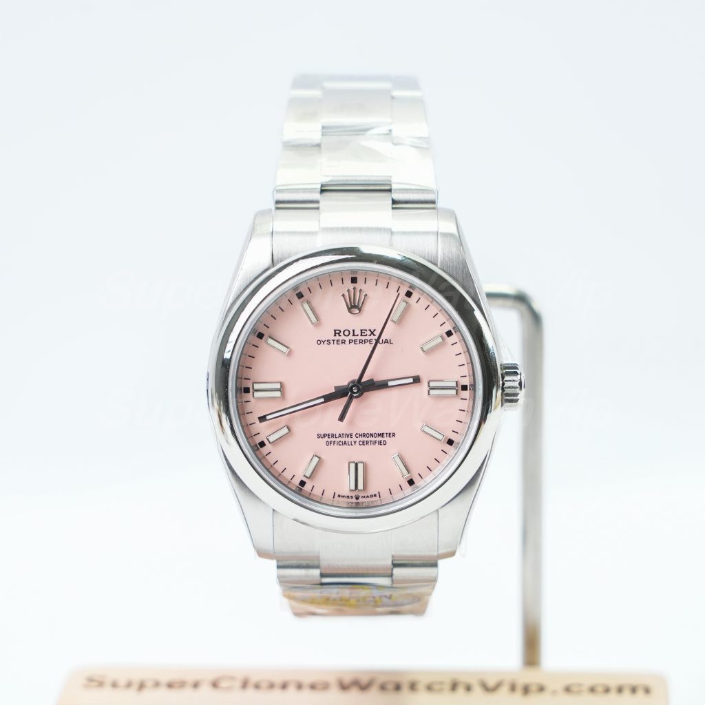 Rolex Oyster Perpetual Steel Model Candy Pink Dial Oyster Bracelet 36mm Replica Watch - 1-179-scaled