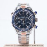 Omega Seamaster Planet Ocean 600M Chronograph Two-Tone Rose Gold Blue Dial Blue Ceramic Bezel Two-Tone Bracelet 45.5mm Replica Watches - 1-182-scaled