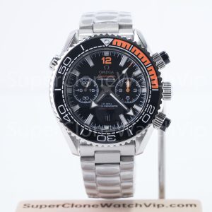 Omega Seamaster Planet Ocean 600M Chronograph Steel Model Black Dial Black-Orange Ceramic Bezel Steel Bracelet 45.5mm Replica Watches - 1-184-scaled