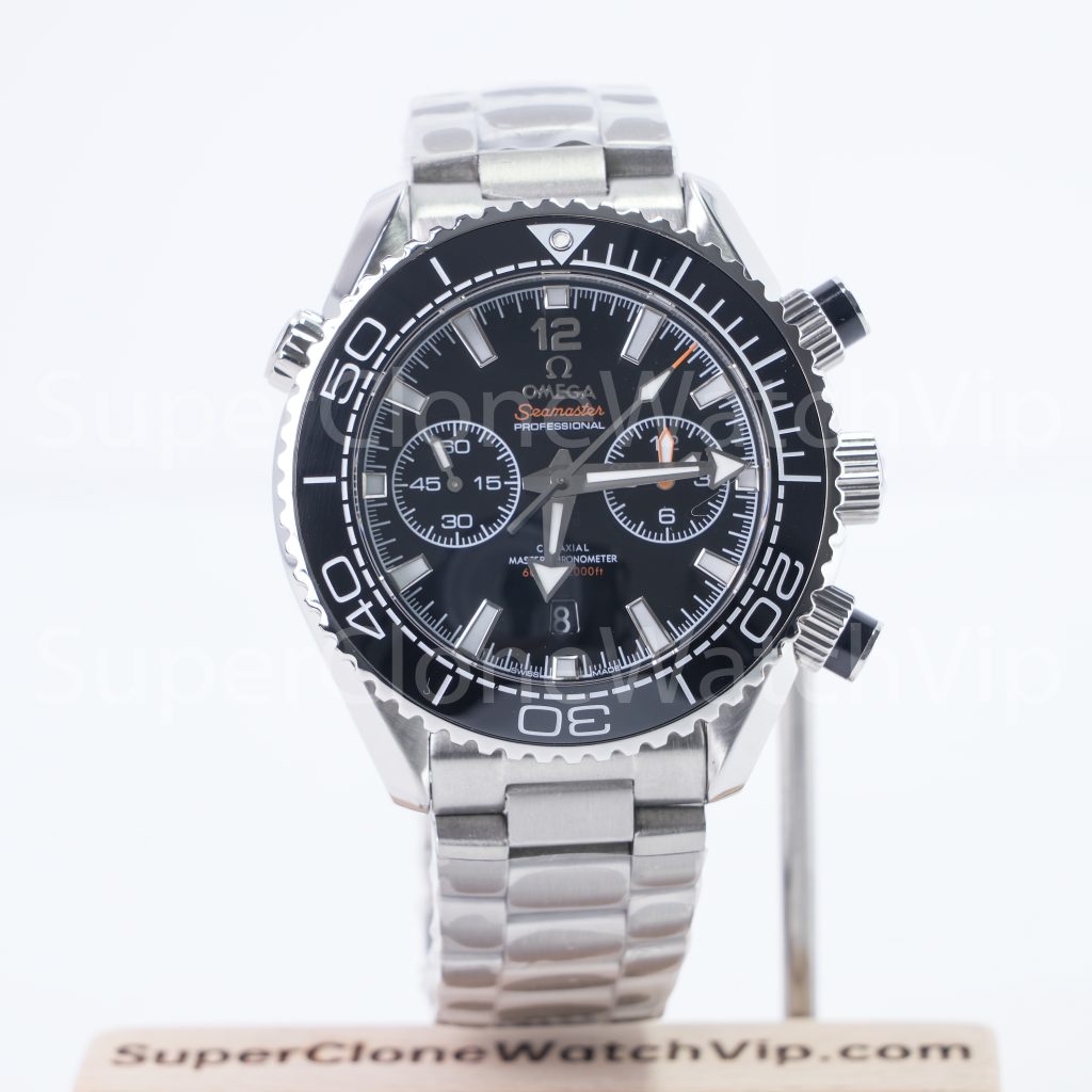 Omega Seamaster Planet Ocean 600M Chronograph Steel Model Black Dial Black Ceramic Bezel Steel Bracelet 45.5mm Replica Watches - 1-185-scaled