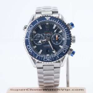 Omega Seamaster Planet Ocean 600M Chronograph Steel Model Blue Dial Blue Ceramic Bezel Steel Bracelet 45.5mm Replica Watches - 1-190-scaled