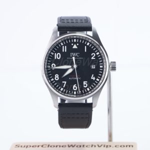 IWC Pilot's Watch Automatic TOP GUN Steel Model Black Dial Black Leather Strap 41mm Replica Watches - 1-198-scaled