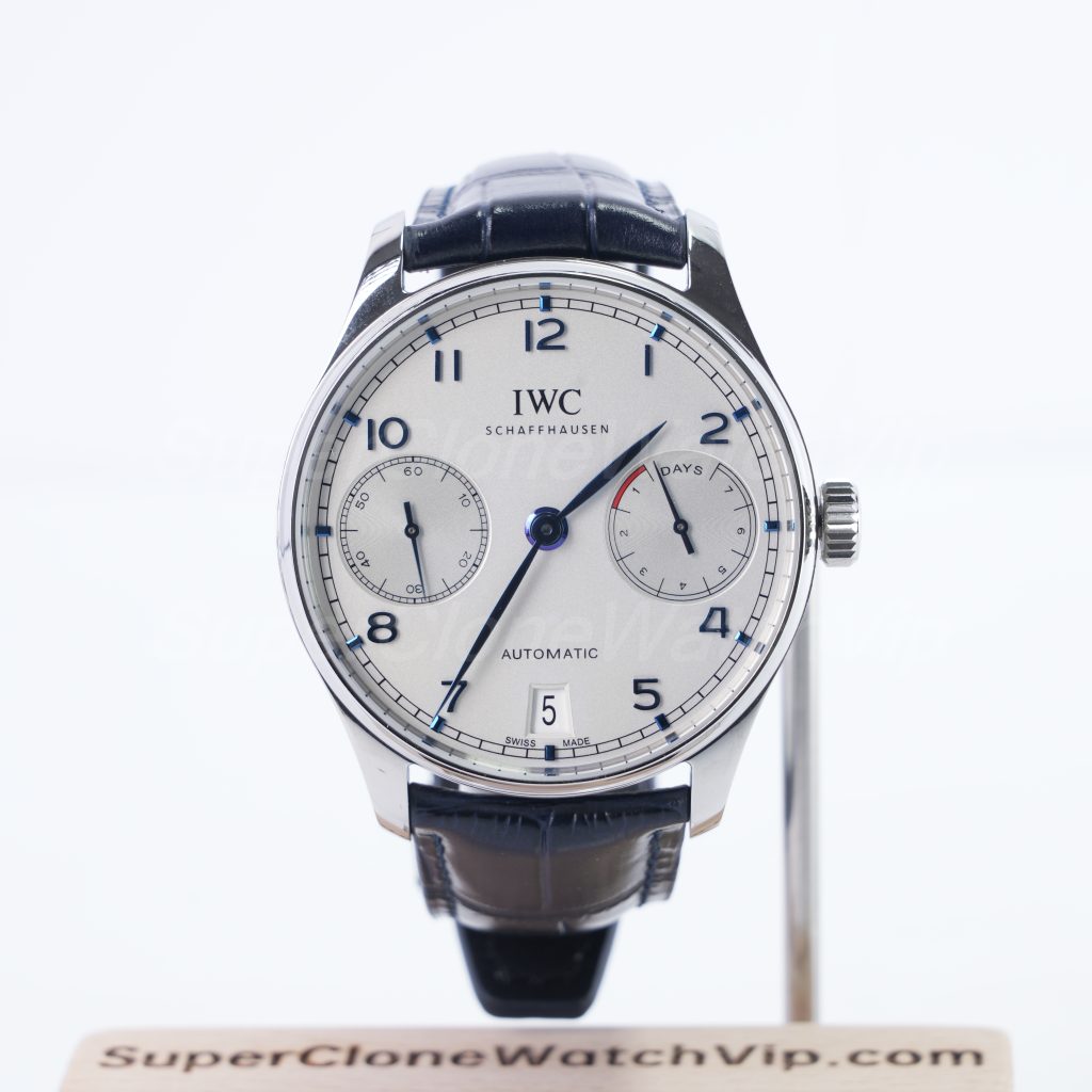 IWC Portugieser Automatic 7 Days Steel Model White Dial Blue Crocodile Leather Strap 42mm Replica Watches - 1-199-scaled