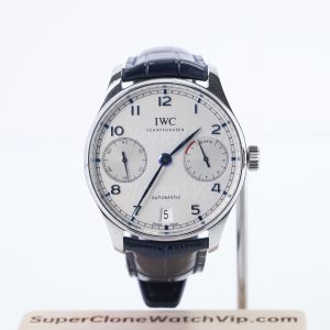 IWC Portugieser Automatic 7 Days Steel Model White Dial Blue Crocodile Leather Strap 42mm Replica Watches - 1-199-scaled